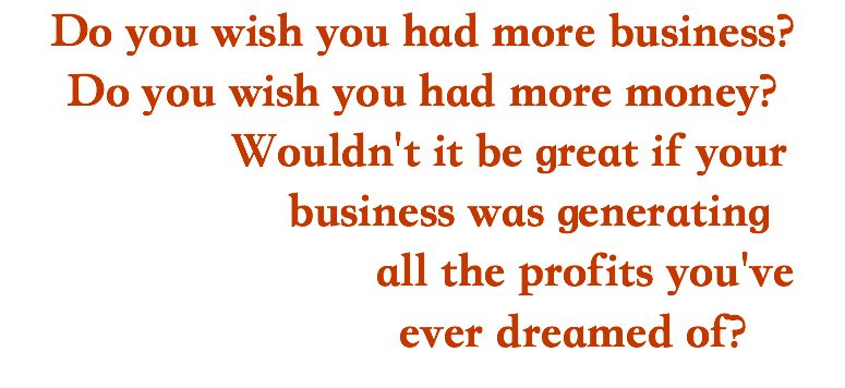 Do you wish you had more business? Do you wish you had more money? Wouldn't it be great if your business was generating all the profits you've ever dreamed of?